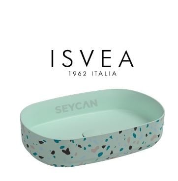 İsvea İnfinity Tezgah Üstü Lavabo 55 cm Terazzo Mint