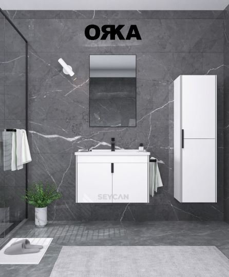 Orka Trio 65 cm Kapaklı Asma Banyo Dolabı